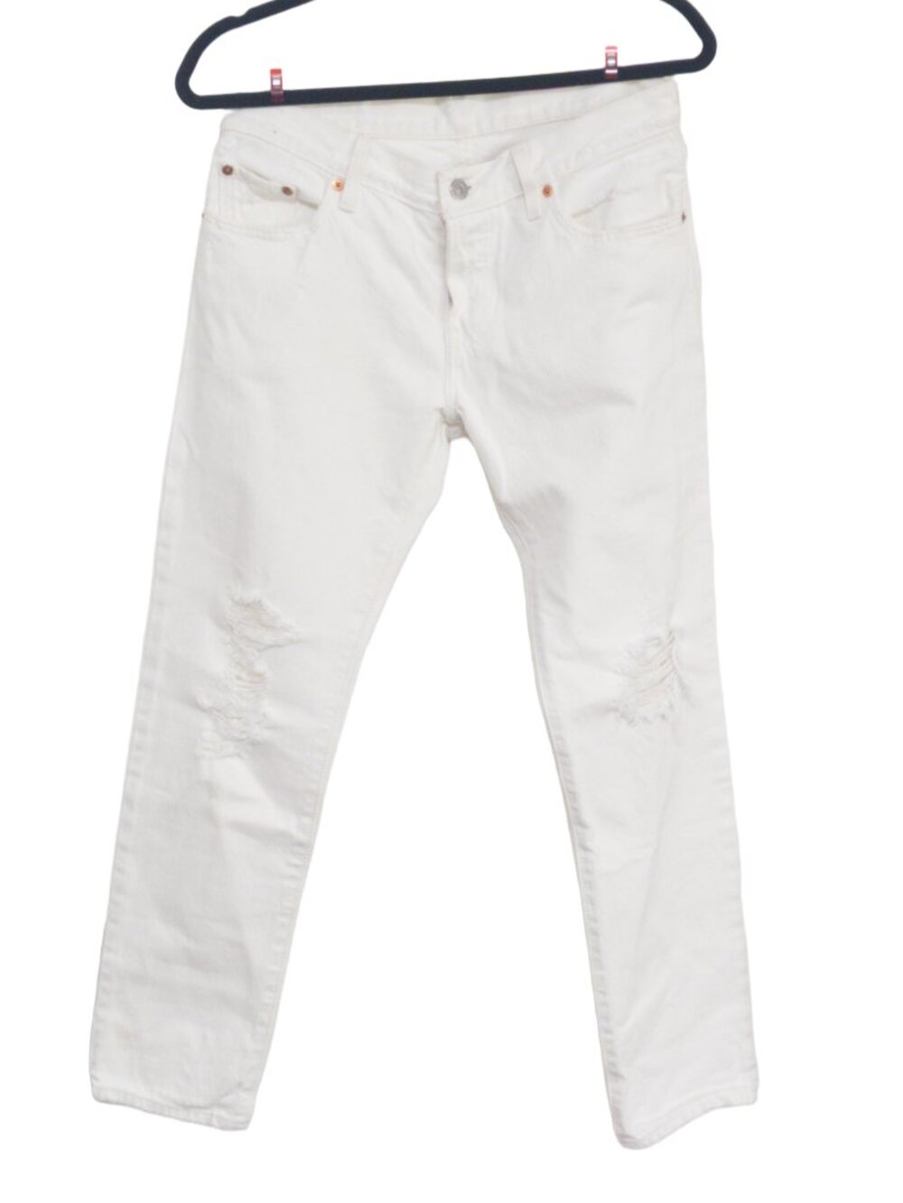 LEVIS 501s White Distressed CT Jeans Size W25 L32 Casual Button Fly Straight